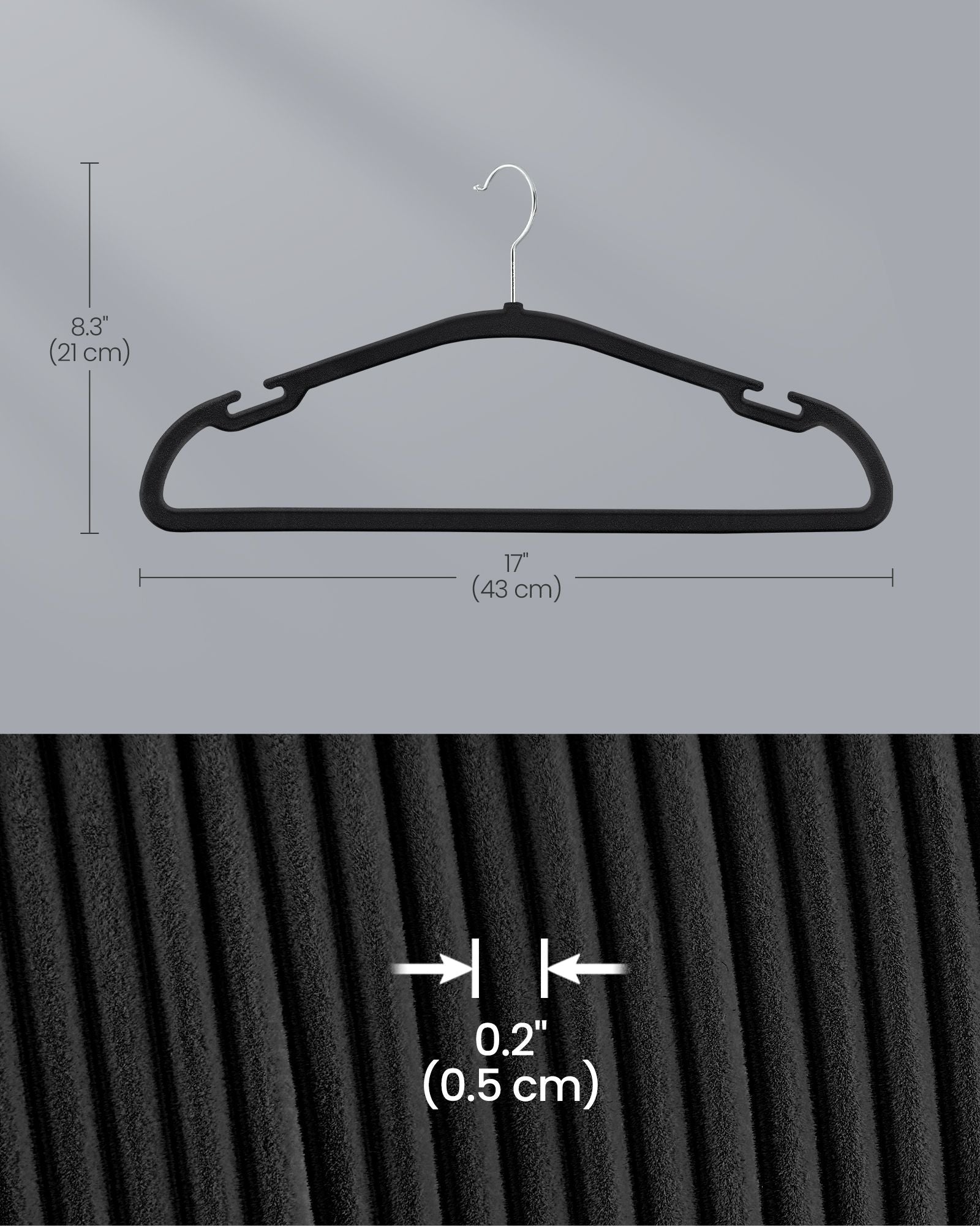 Set of 50 Velvet Hangers – Velvet – Ink Black – Non-Slip with Rose Gold Swivel Hook