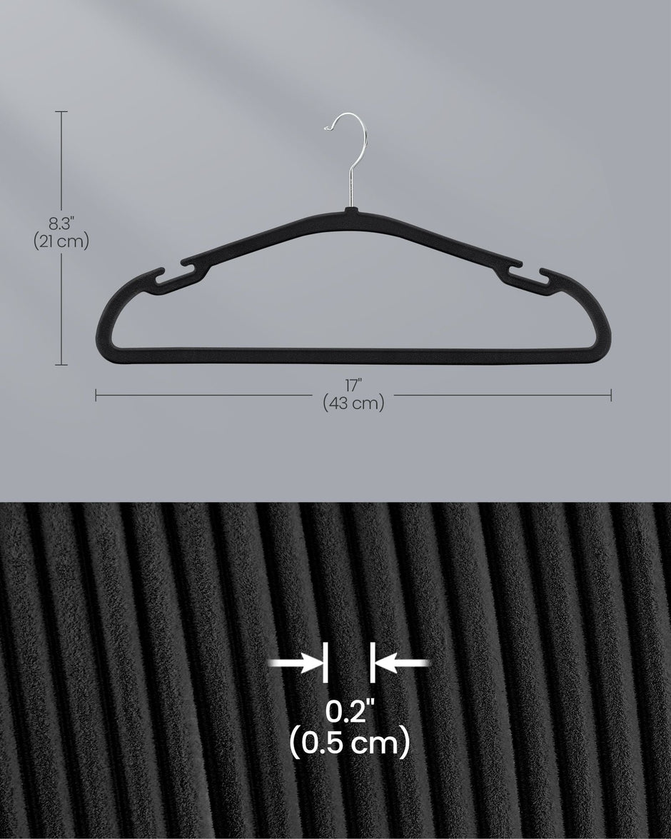 Set of 50 Velvet Hangers – Velvet – Ink Black – Non-Slip with Rose Gold Swivel Hook