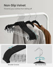 Set of 20 Velvet Hangers – Velvet – Black – Adjustable Clips, Heavy-Duty, Non-Slip, Space-Saving