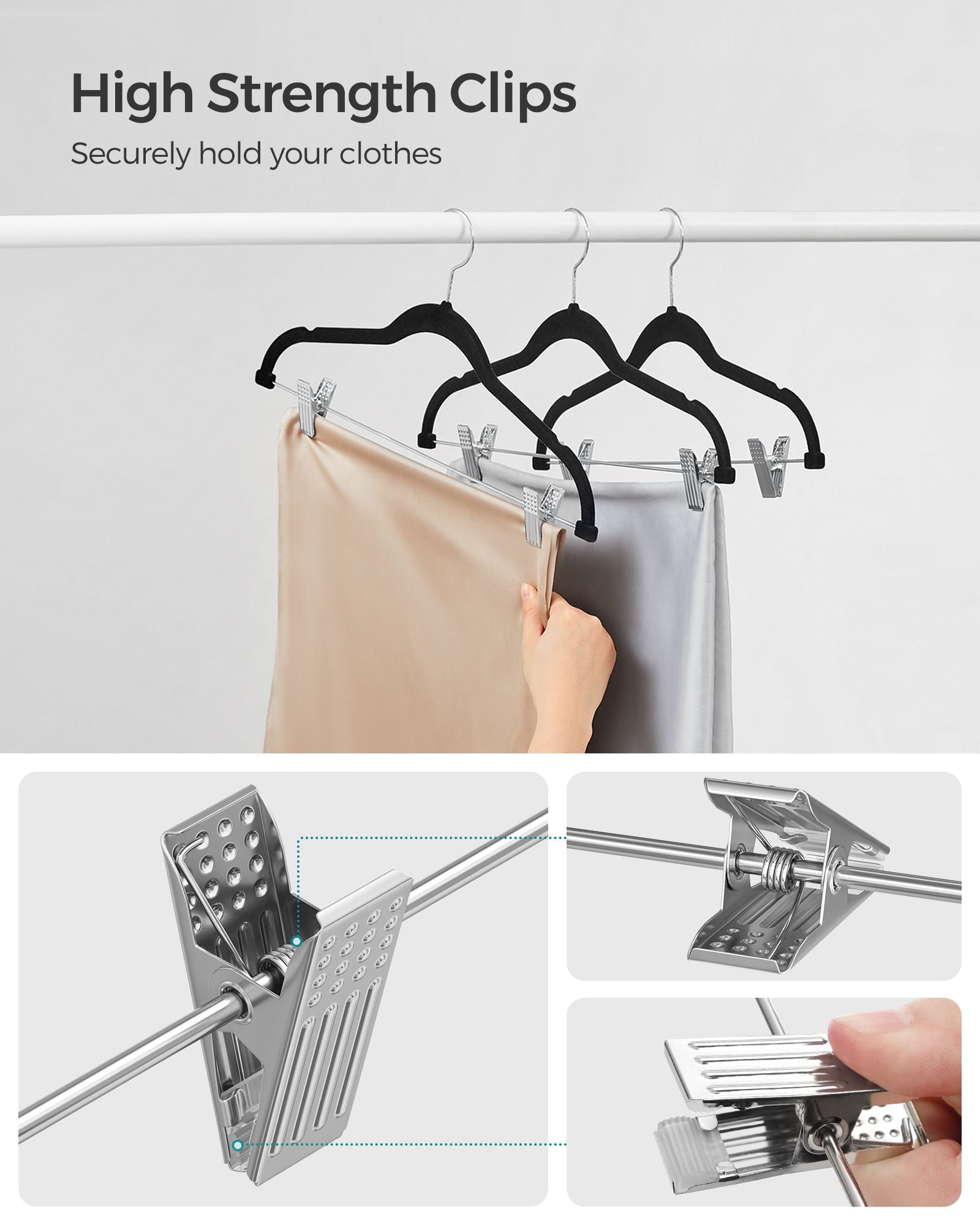 Set of 20 Velvet Hangers – Velvet – Black – Adjustable Clips, Heavy-Duty, Non-Slip, Space-Saving