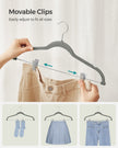 Set of 20 Velvet Hangers – Velvet – Grey – Adjustable Clips, Non-Slip, Heavy-Duty, Space-Saving