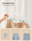 Set of 10 Velvet Hangers – Velvet – White – Adjustable Clips, Heavy-Duty, Non-Slip