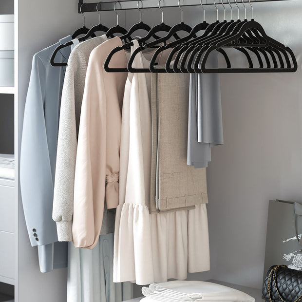 Velvet Hangers – Velvet – Black – Ultra Thin Non-Slip Design with 360 Degree Swivel Hook, Includes Tie Organizer