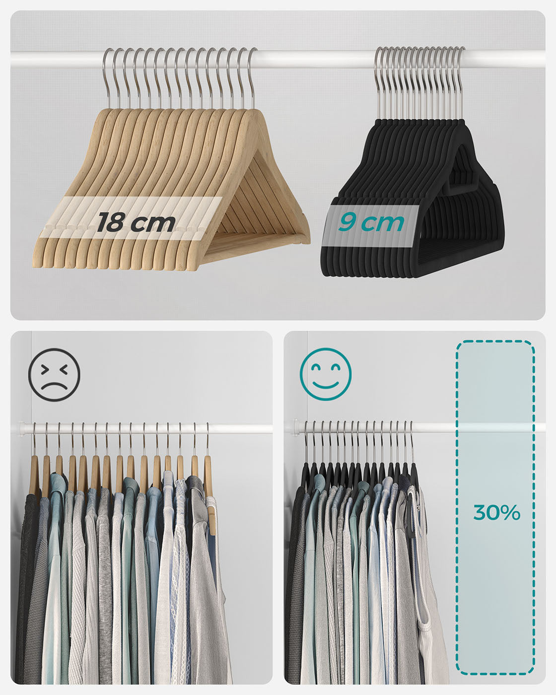 Velvet Hangers – Velvet – Black – Ultra Thin Non-Slip Design with 360 Degree Swivel Hook, Includes Tie Organizer