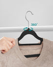 Velvet Hangers – Velvet – Black – Ultra Thin Non-Slip Design with 360 Degree Swivel Hook, Includes Tie Organizer
