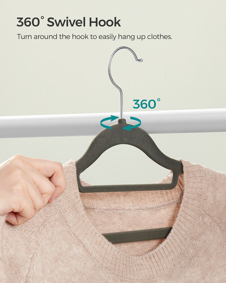 Velvet Hangers – Velvet – Black – Ultra Thin Non-Slip Design with Tie Organizer and 360-Degree Swivel Hook – 20 Pack