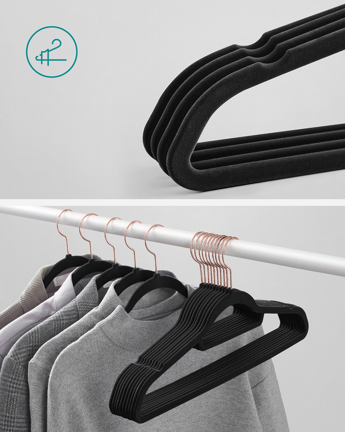 Clothes Hanger – Velvet – Light Pink – Non-Slip, Space-Saving Design, 45 cm Width