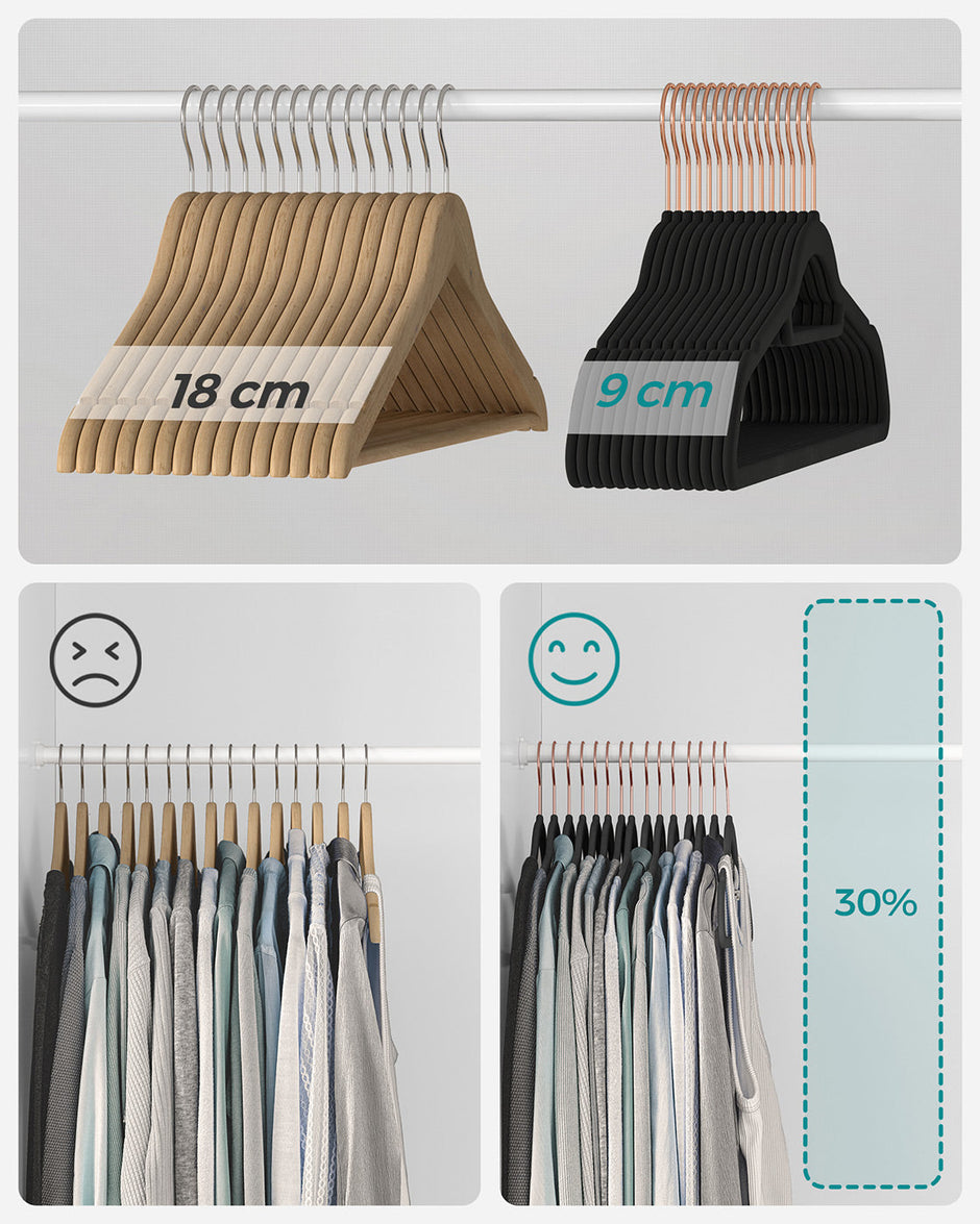 Clothes Hanger – Velvet – Light Pink – Non-Slip, Space-Saving Design, 45 cm Width