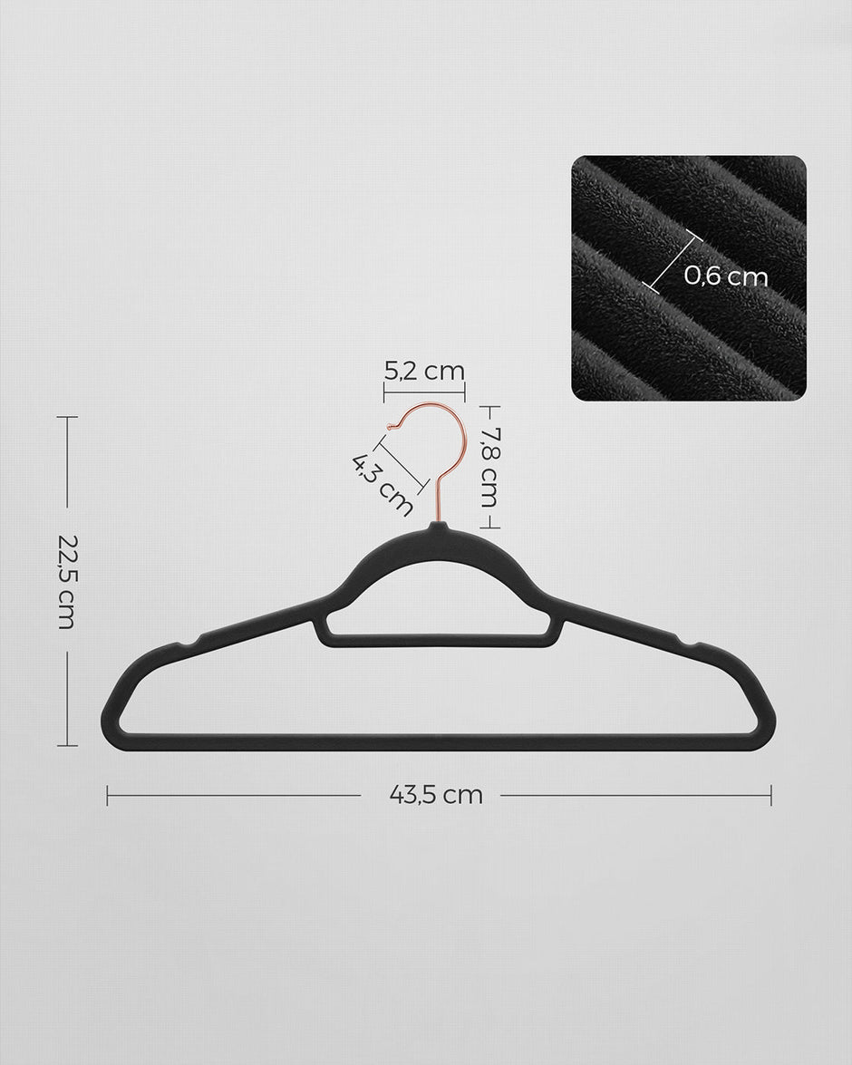 Clothes Hanger – Velvet – Light Pink – Non-Slip, Space-Saving Design, 45 cm Width