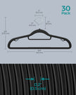 Pack of 30 Heavy Duty Plastic Hangers – Black – Non-Slip Design – Space-Saving