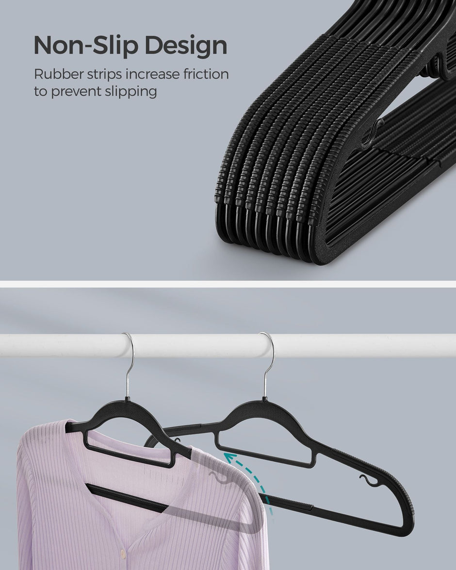 Plastic Hangers – Heavy Duty – Black – Non-Slip Design, Pack of 50
