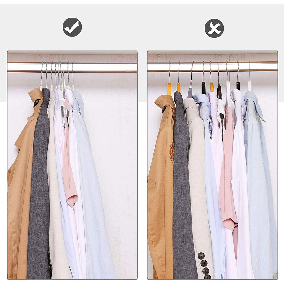 Pack of 50 Heavy Duty Plastic Coat Hangers – White and Dark Grey – Non-Slip Design with 360° Swivel Hook