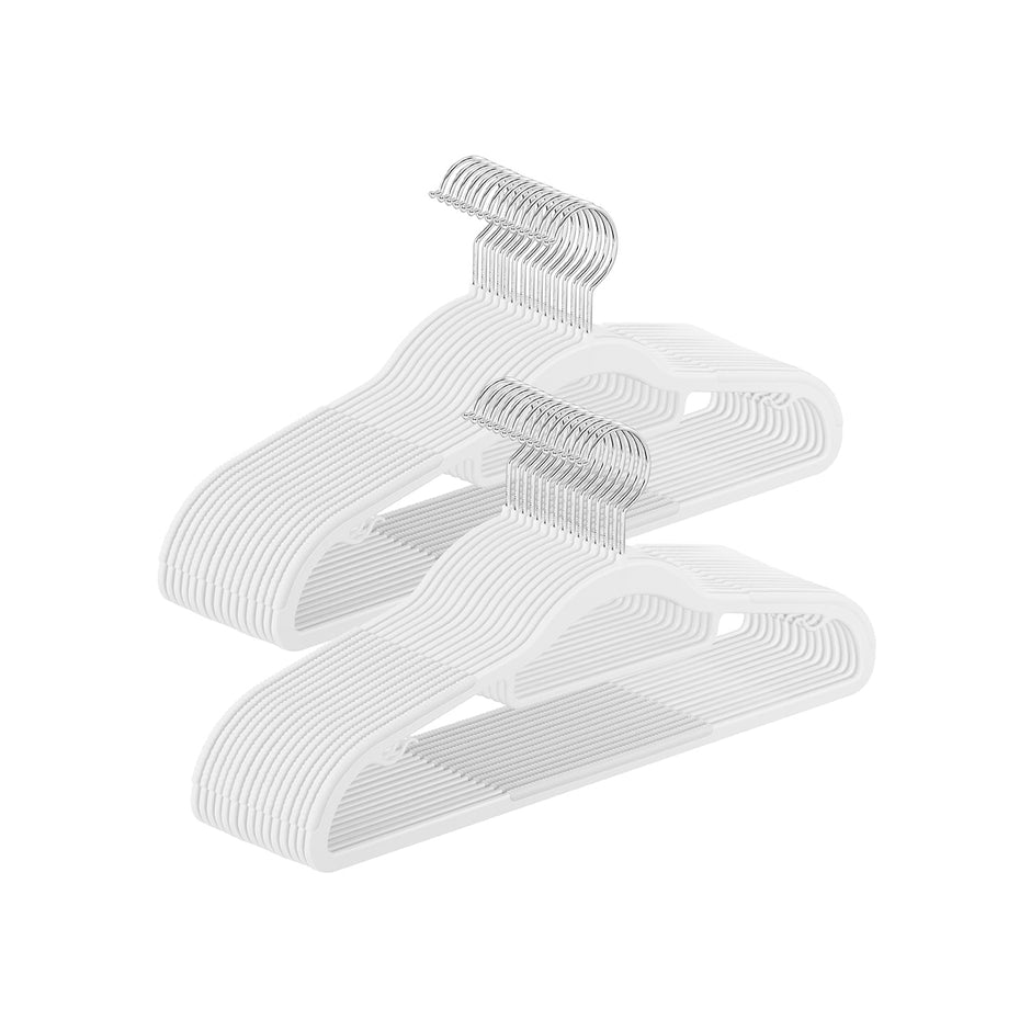 Pack of 30 Heavy Duty Plastic Hangers – White – Non-Slip Design, Space-Saving