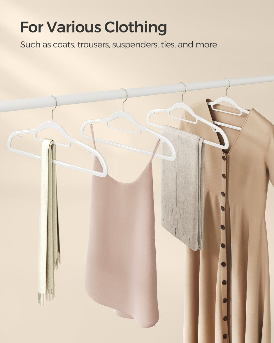 Pack of 30 Heavy Duty Plastic Hangers – White – Non-Slip Design, Space-Saving