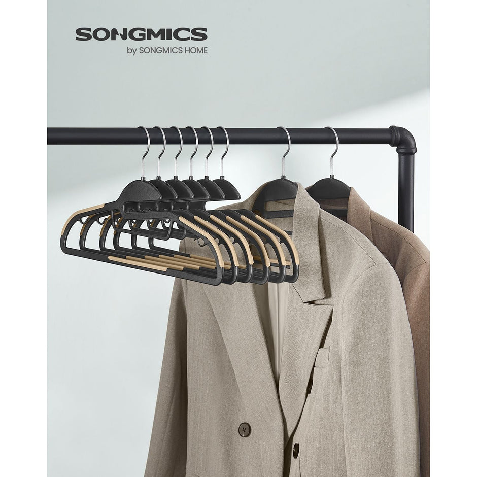 Set of 20 Plastic Hangers – Plastic – Black and Brown – Thin Space Saving with 360° Rotating Hook