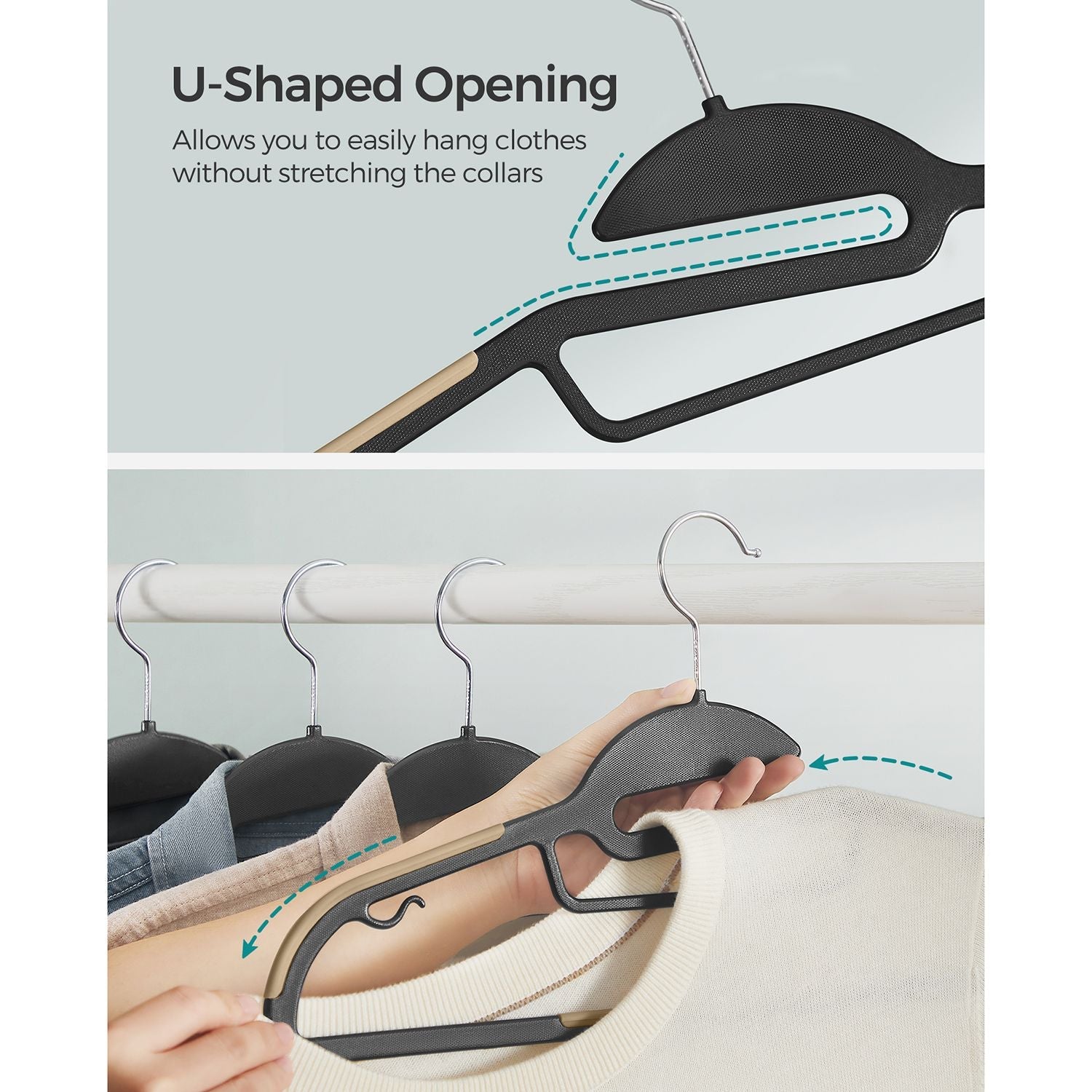 Set of 20 Plastic Hangers – Plastic – Black and Brown – Thin Space Saving with 360° Rotating Hook