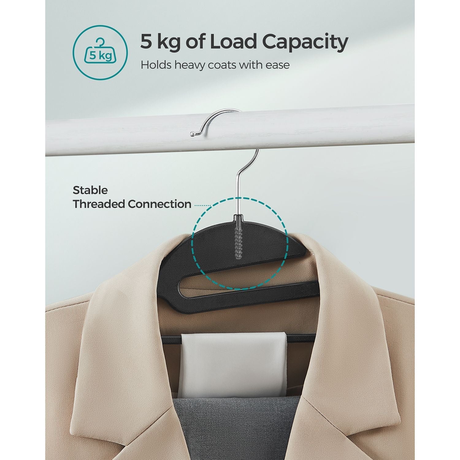 Set of 20 Plastic Hangers – Plastic – Black and Brown – Thin Space Saving with 360° Rotating Hook