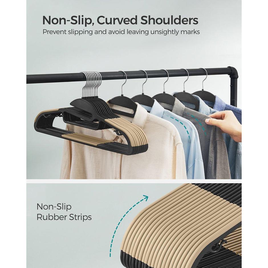 Set of 20 Plastic Hangers – Plastic – Black and Brown – Thin Space Saving with 360° Rotating Hook