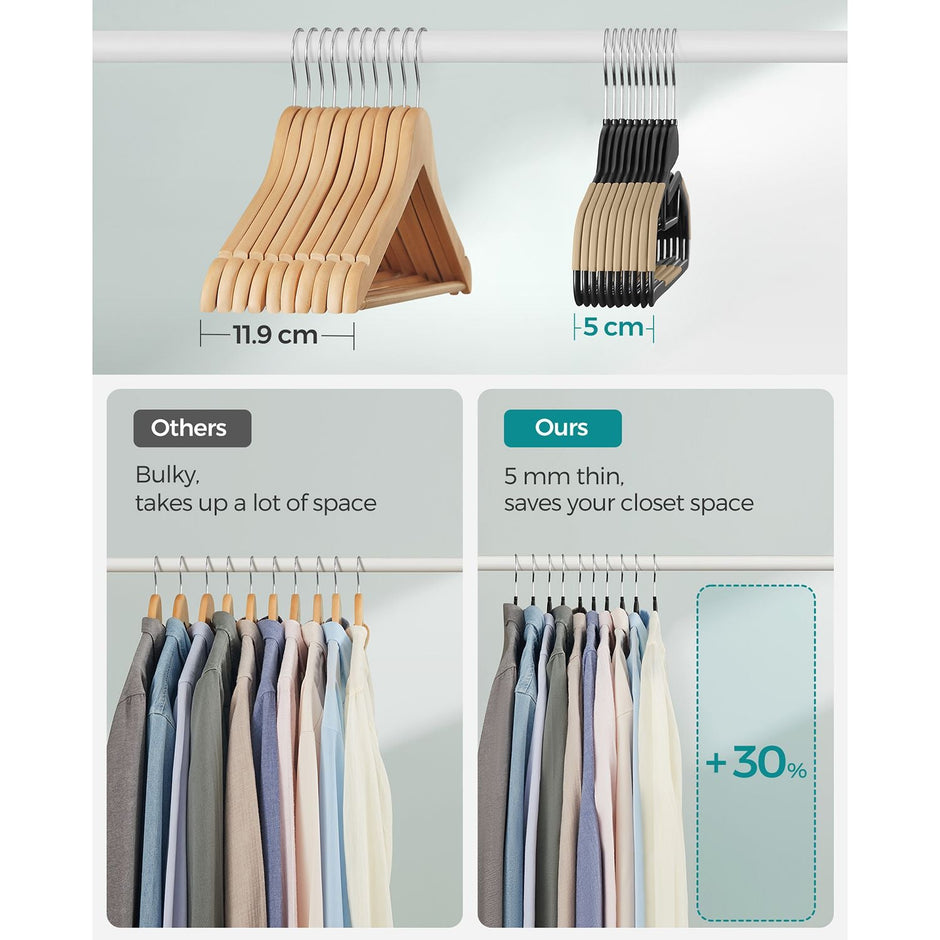 Set of 20 Plastic Hangers – Plastic – Black and Brown – Thin Space Saving with 360° Rotating Hook