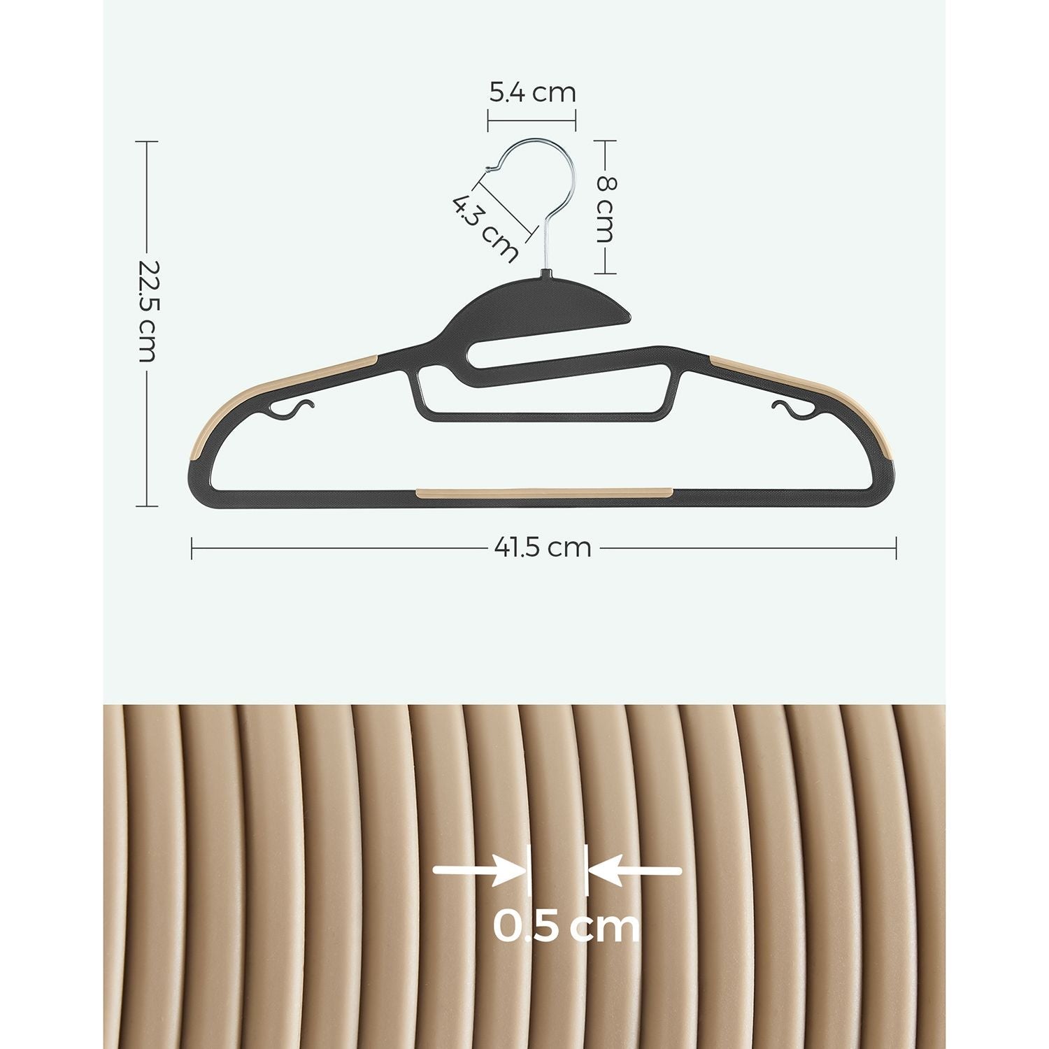 Set of 20 Plastic Hangers – Plastic – Black and Brown – Thin Space Saving with 360° Rotating Hook