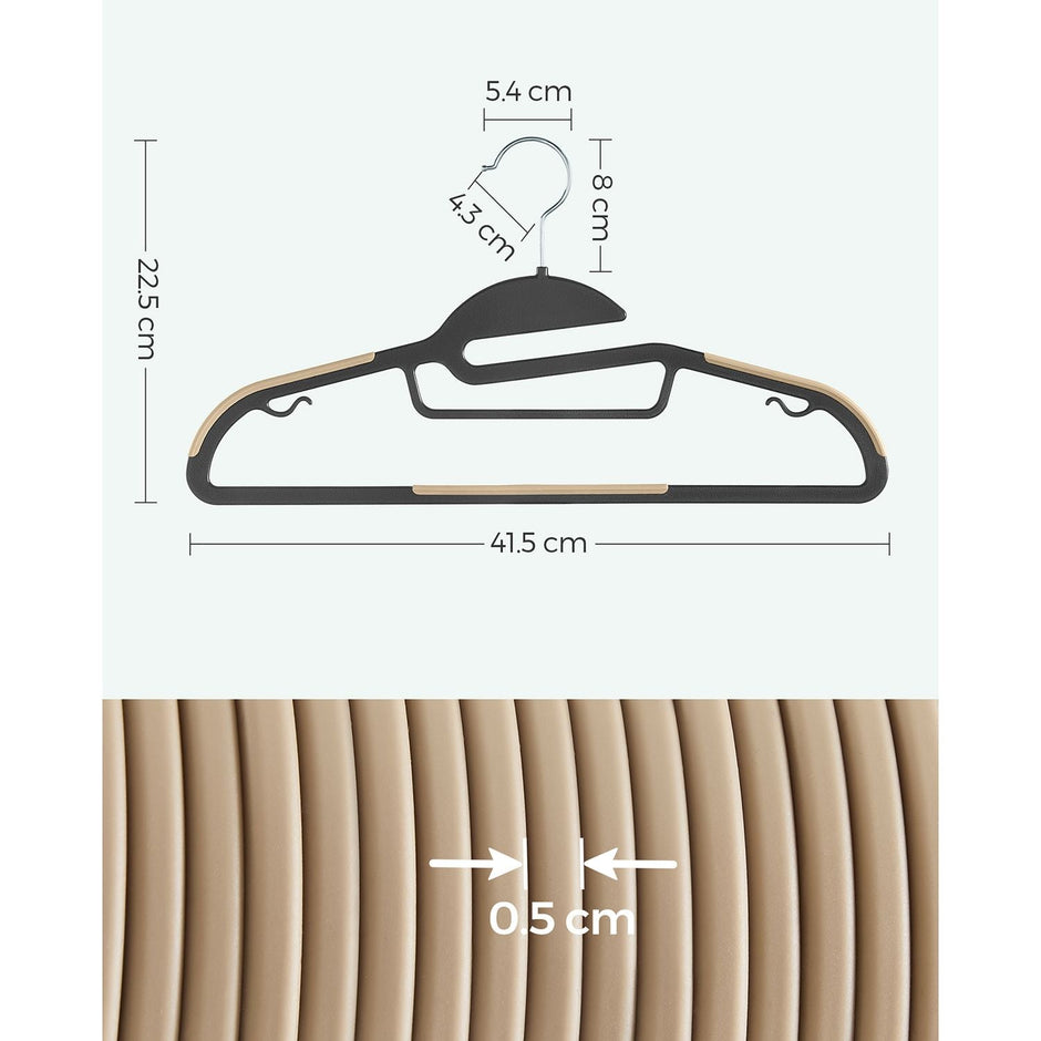 Set of 20 Plastic Hangers – Plastic – Black and Brown – Thin Space Saving with 360° Rotating Hook