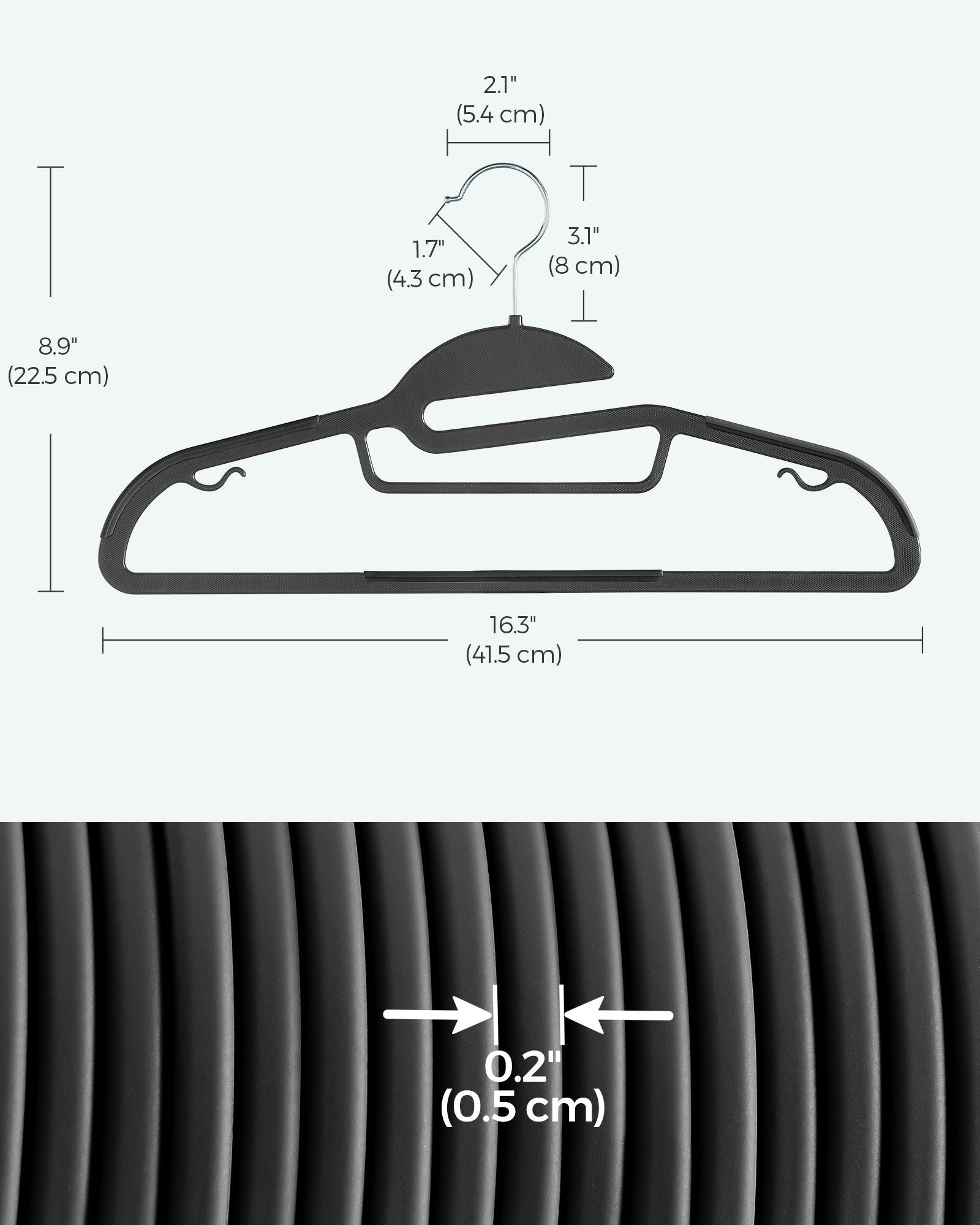Plastic Hangers – Plastic – Black – Space-Saving Non-Slip Design – 50-Pack