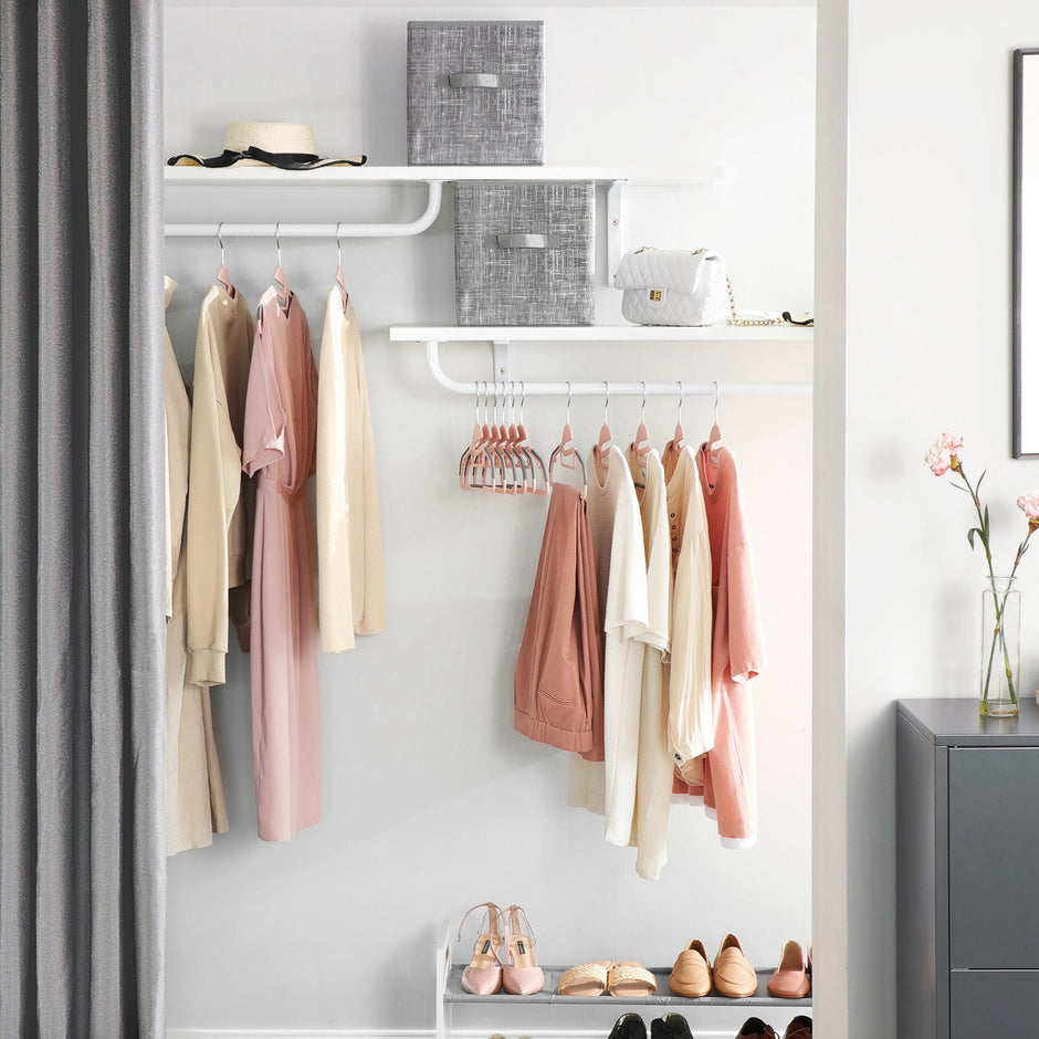 Pack of 20 Plastic Coat Hangers – Grey and Pink – Non-Slip, Thin Space Saving Design