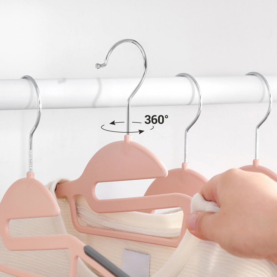 Pack of 20 Plastic Coat Hangers – Grey and Pink – Non-Slip, Thin Space Saving Design