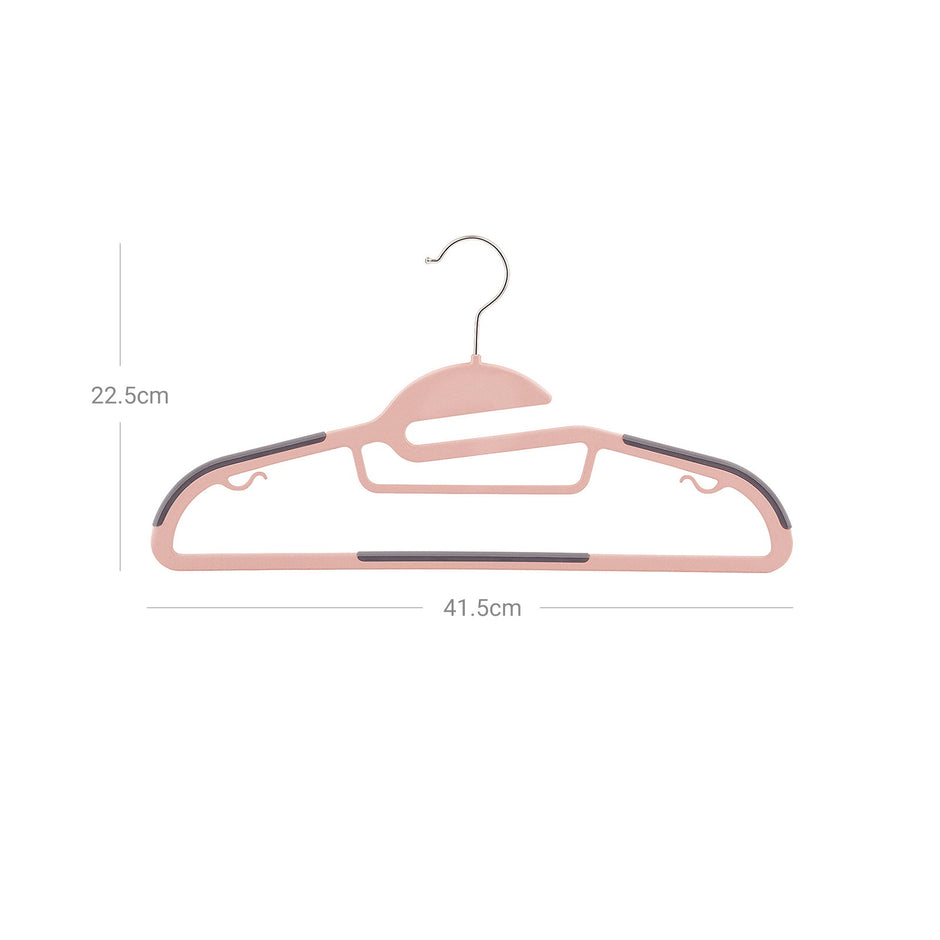 Pack of 20 Plastic Coat Hangers – Grey and Pink – Non-Slip, Thin Space Saving Design