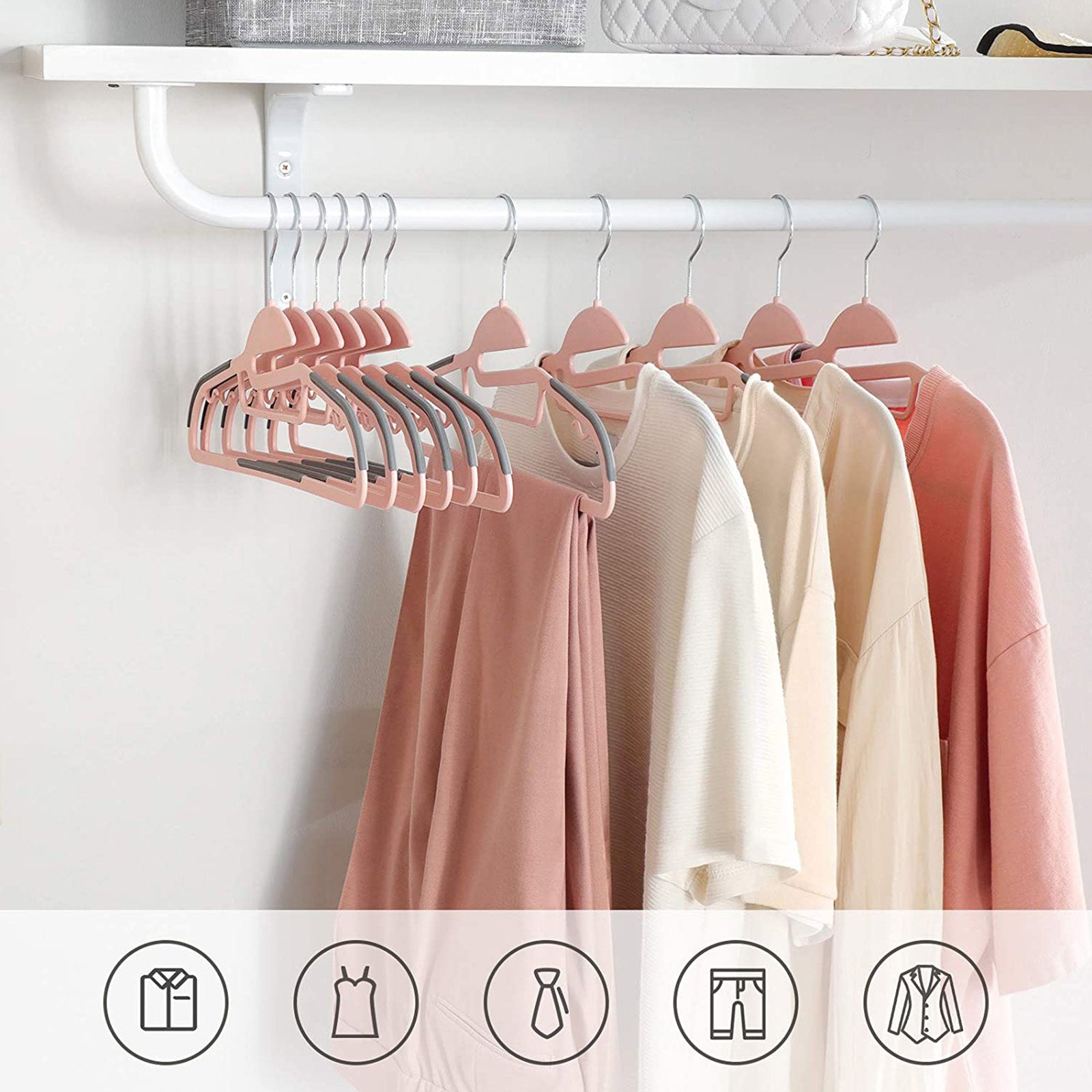 50-Pack Plastic Clothes Hangers – Grey – Thin Space Saving Design with Swivel Hook