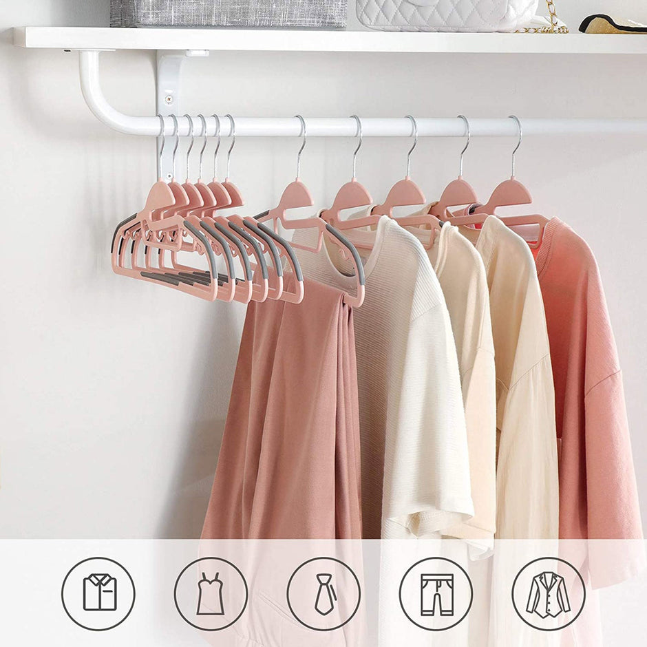 50-Pack Plastic Clothes Hangers – Grey – Thin Space Saving Design with Swivel Hook
