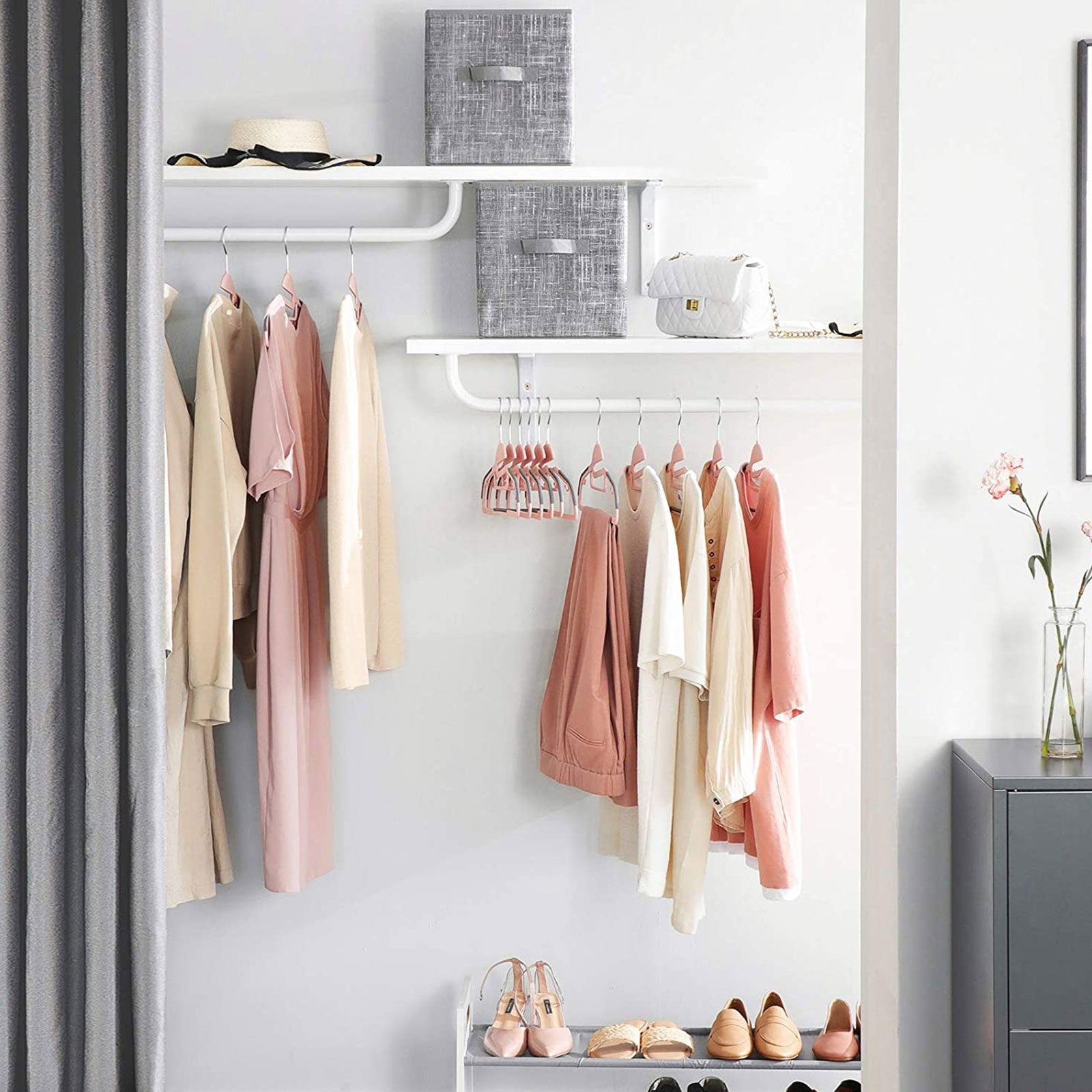 50-Pack Plastic Clothes Hangers – Grey – Thin Space Saving Design with Swivel Hook
