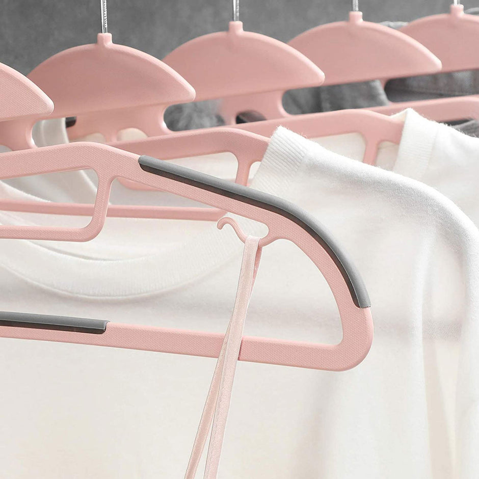 50-Pack Plastic Clothes Hangers – Grey – Thin Space Saving Design with Swivel Hook