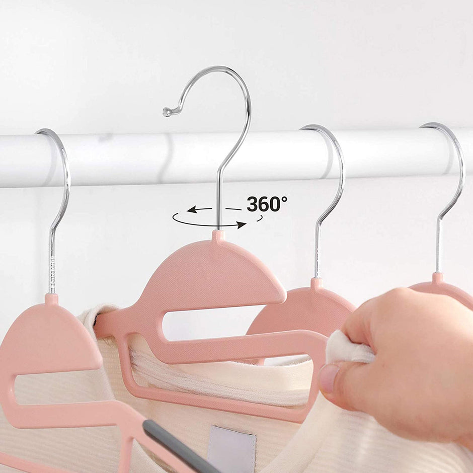 50-Pack Plastic Clothes Hangers – Grey – Thin Space Saving Design with Swivel Hook