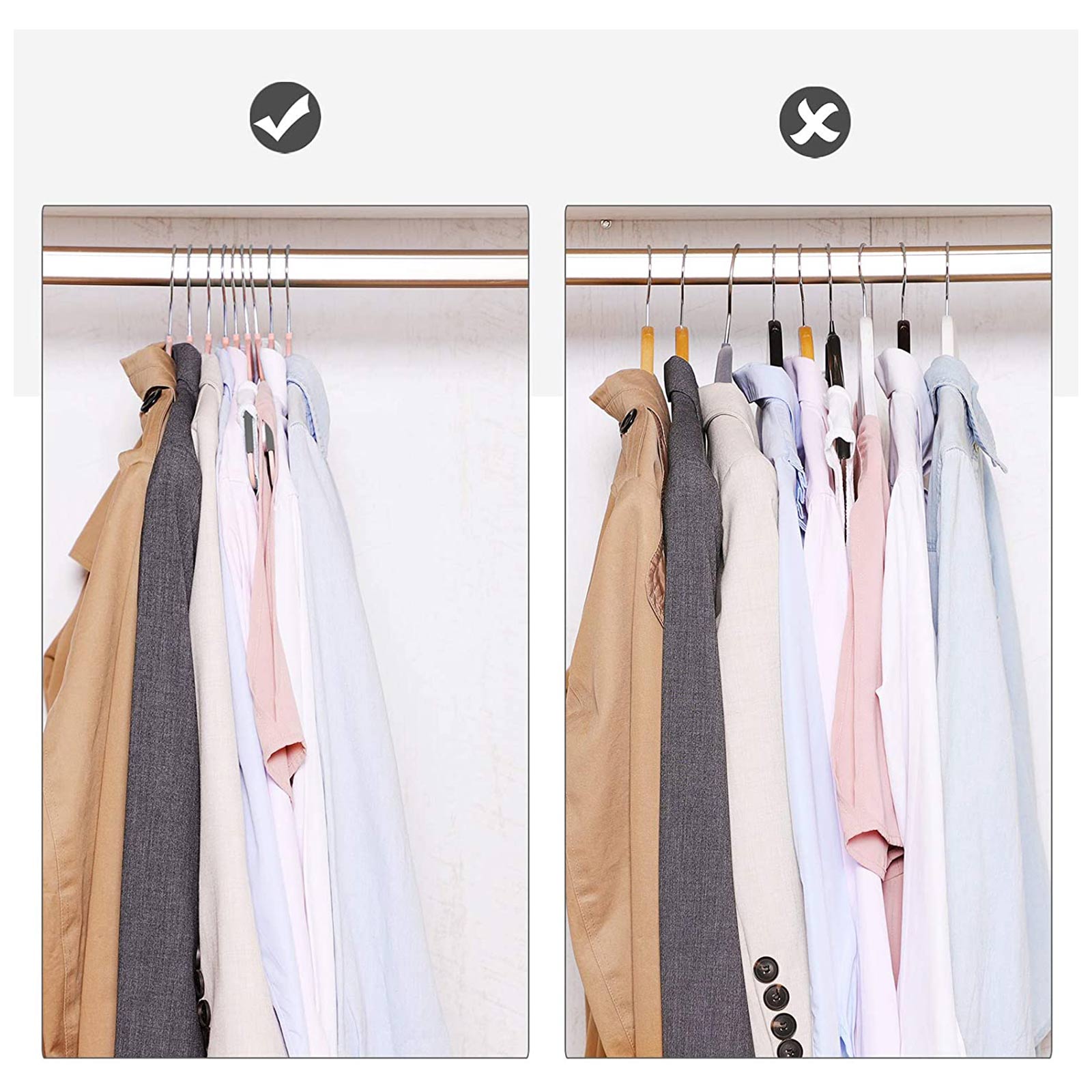 50-Pack Plastic Clothes Hangers – Grey – Thin Space Saving Design with Swivel Hook