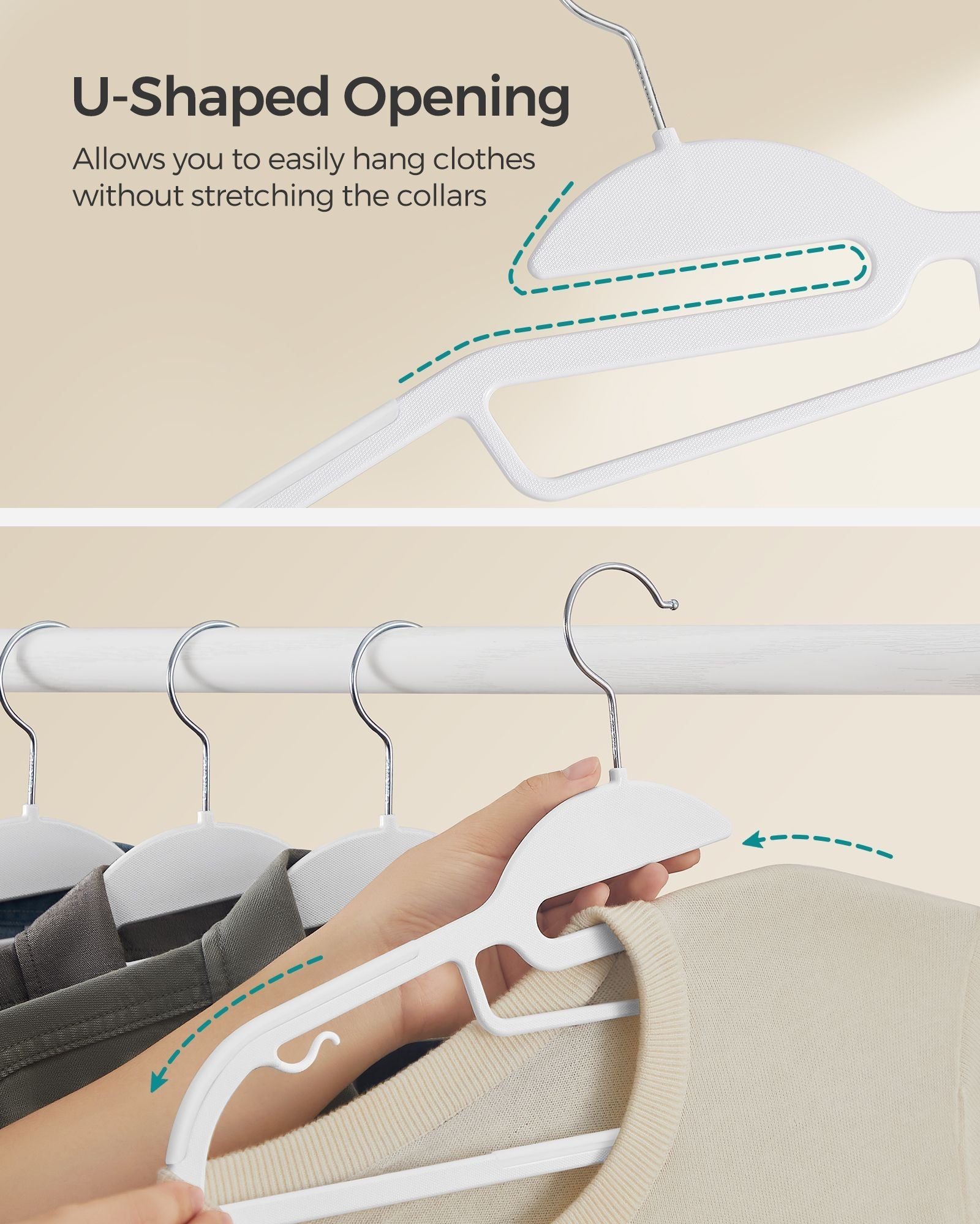 Plastic Hangers – Premium Quality – White – Heavy Duty, Non-Slip, Space Saving