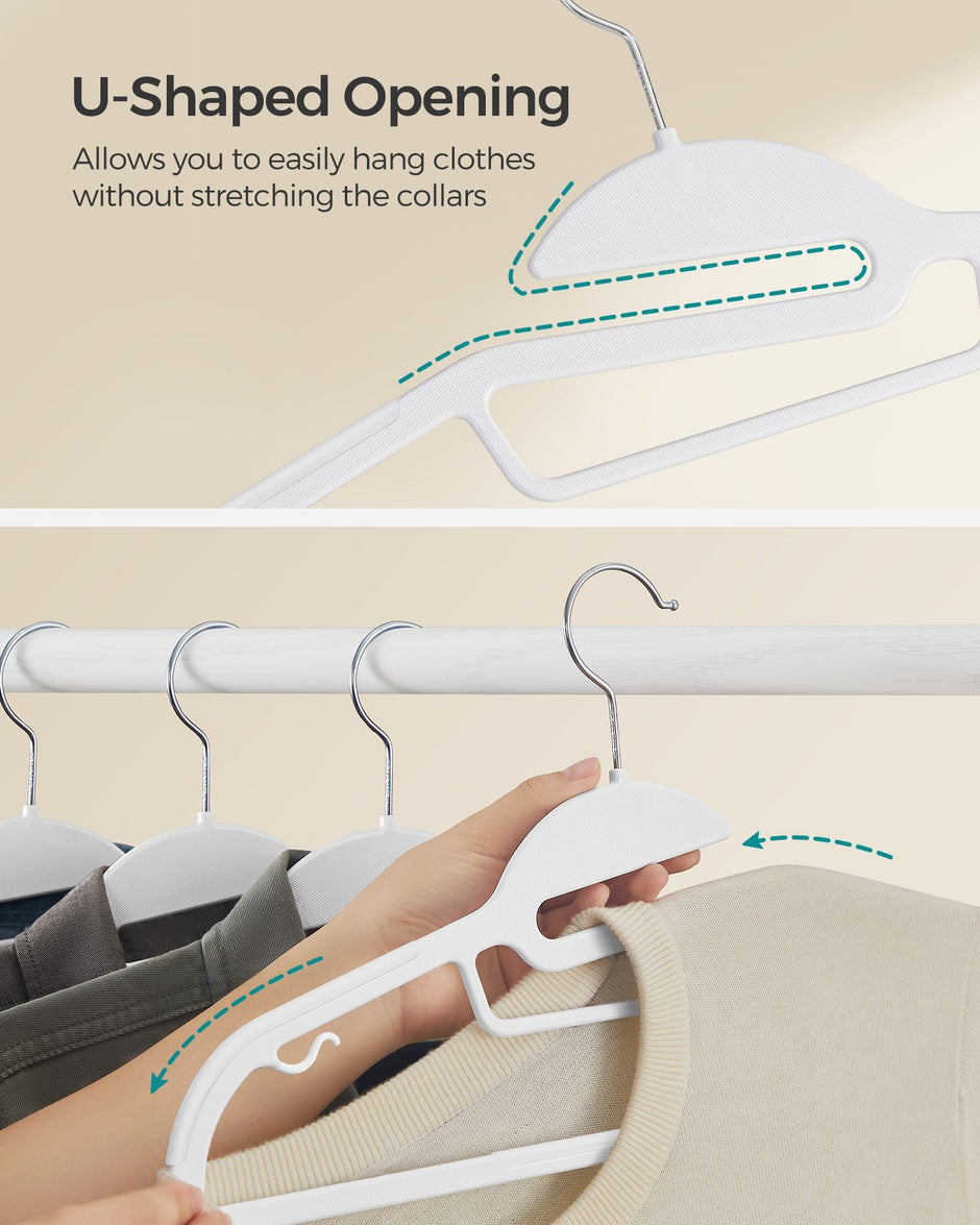 Plastic Hangers – Premium Quality – White – Heavy Duty, Non-Slip, Space Saving