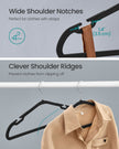 Pack of 50 Heavy-Duty Plastic Hangers – Ink Black – Wide Shoulder Notches – Space-Saving Design
