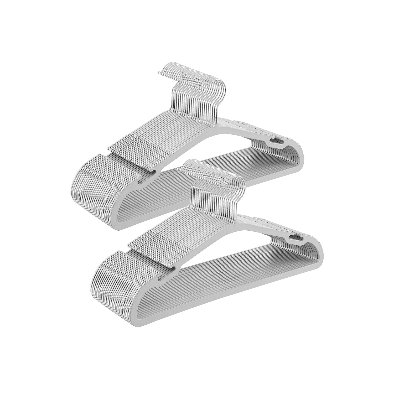 Pack of 50 Heavy-Duty Plastic Hangers – Dove Grey – With Shoulder Notches and Trousers Bar