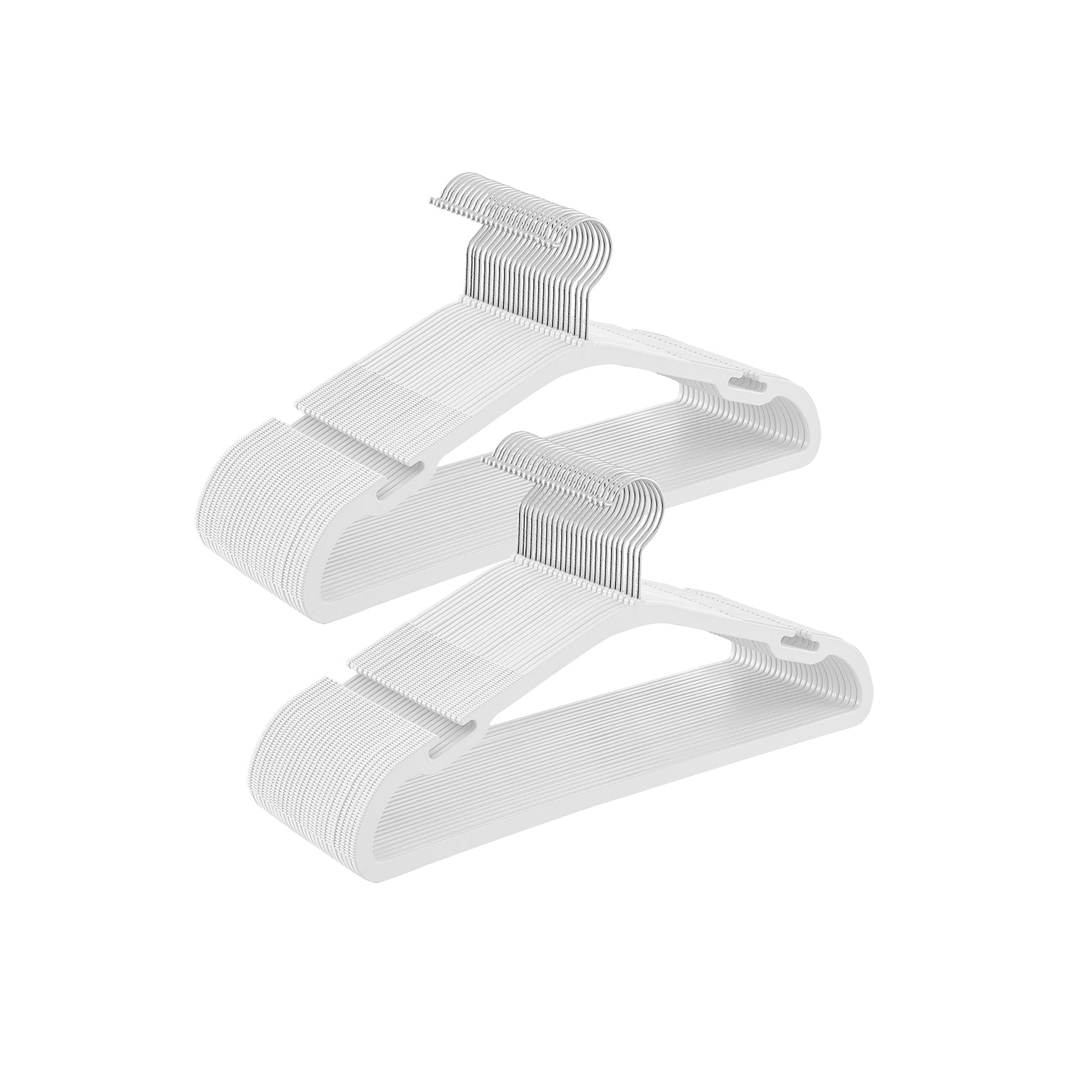 Pack of 50 Heavy-Duty Plastic Hangers – Cloud White – 360° Swivel Hook – Space-Saving Design