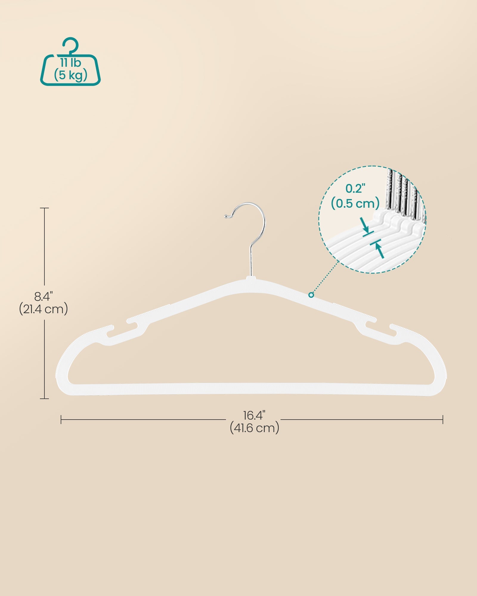 Pack of 50 Heavy-Duty Plastic Hangers – Cloud White – 360° Swivel Hook – Space-Saving Design