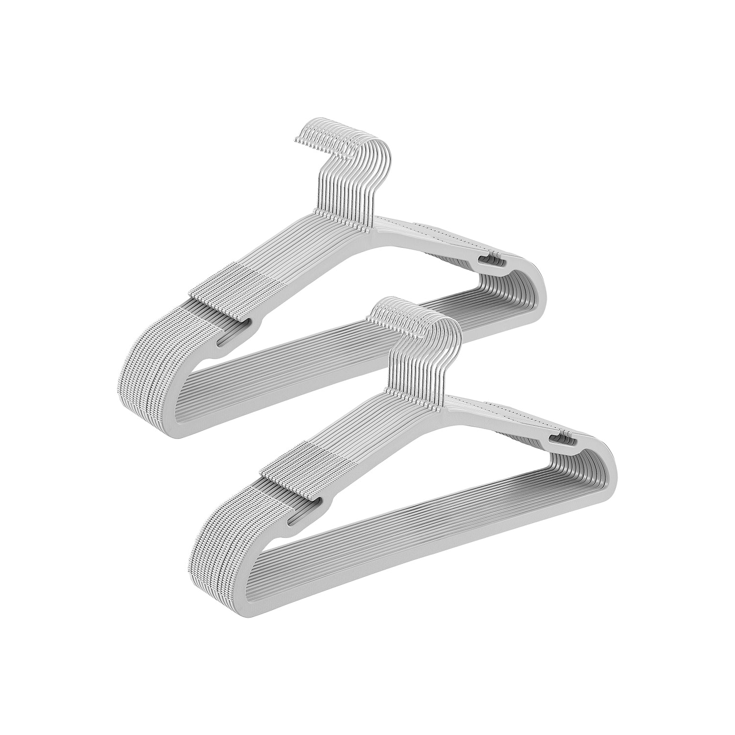 Pack of 30 Heavy-Duty Plastic Hangers – Dove Grey – Wide Shoulder Notches and Trousers Bar