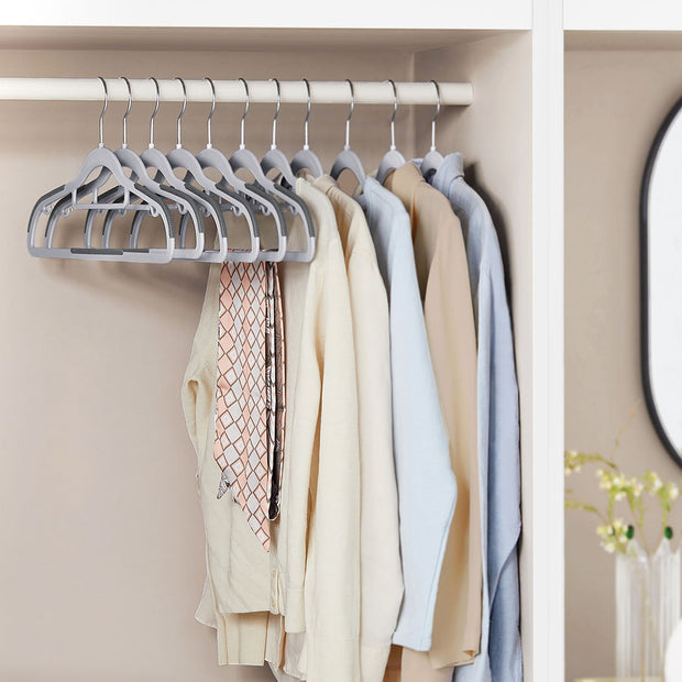 Heavy Duty Plastic Hangers – Non-Slip Design – Grey – 360° Swivel Hook, Space-Saving, 30 Pack