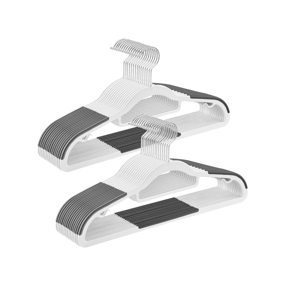 Heavy-Duty Plastic Clothes Hangers – Light and Dark Grey – Non-Slip Grip – Space-Saving Slim Profile – 360° Swivel Hooks - 30-Pack
