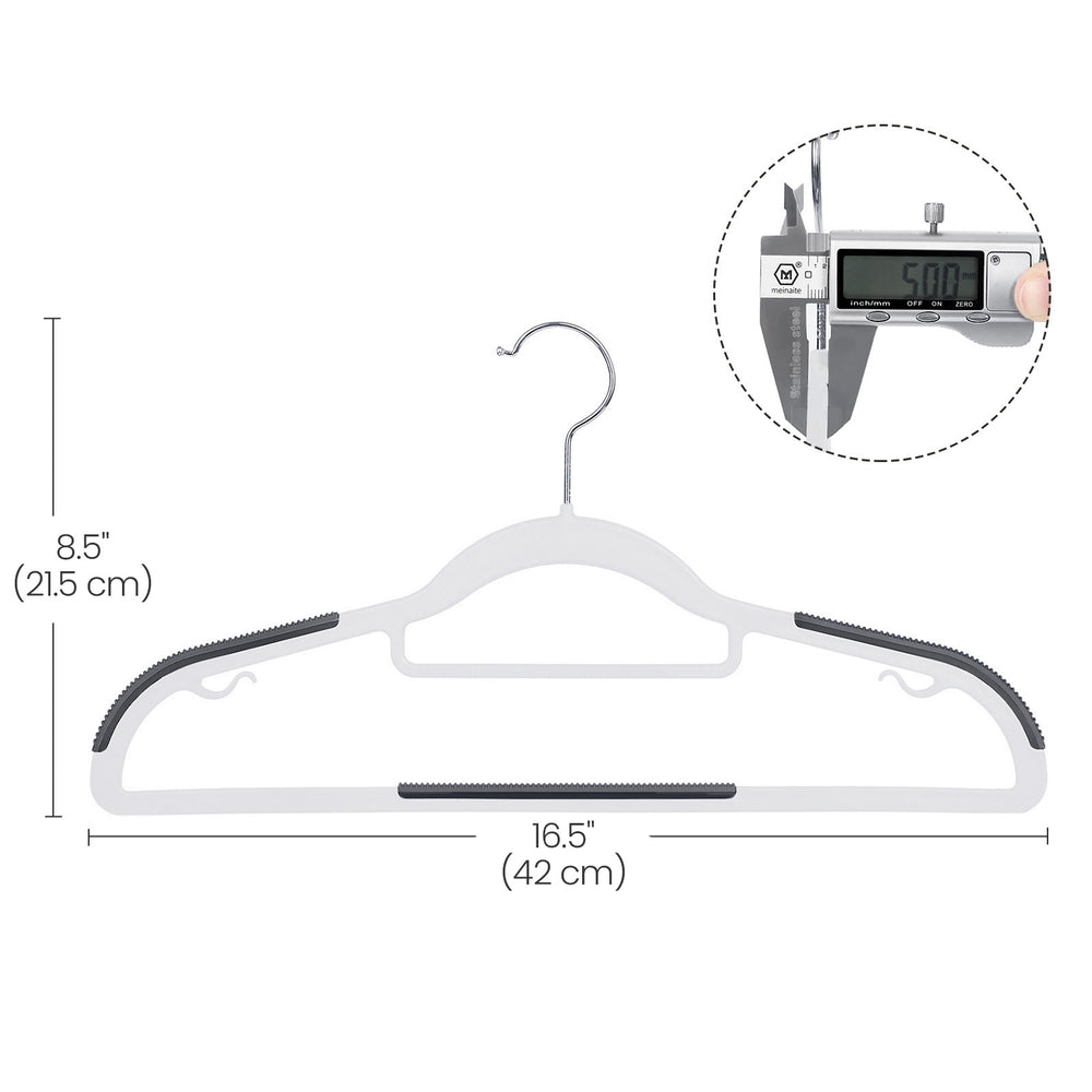 Heavy-Duty Plastic Clothes Hangers – Light and Dark Grey – Non-Slip Grip – Space-Saving Slim Profile – 360° Swivel Hooks - 30-Pack