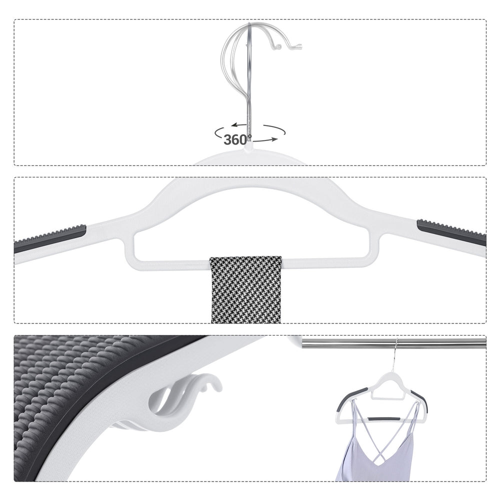 Heavy-Duty Plastic Clothes Hangers – Light and Dark Grey – Non-Slip Grip – Space-Saving Slim Profile – 360° Swivel Hooks - 30-Pack