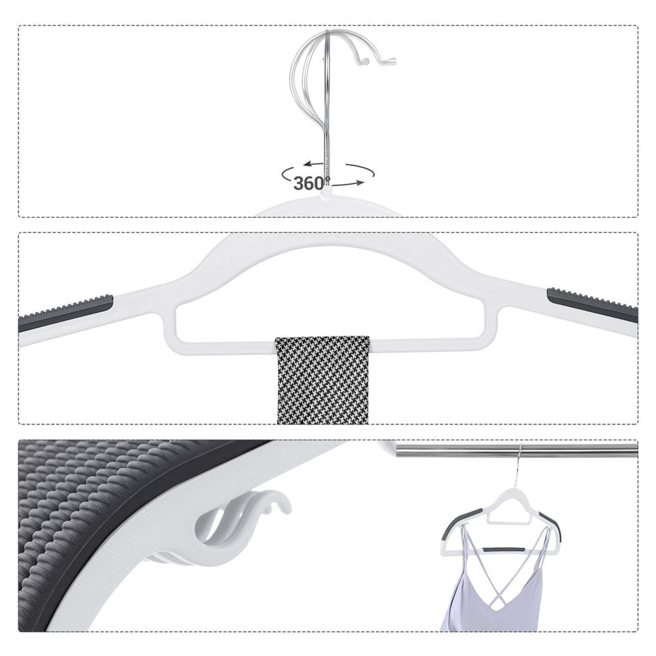 Heavy-Duty Plastic Clothes Hangers – Light and Dark Grey – Non-Slip Grip – Space-Saving Slim Profile – 360° Swivel Hooks - 30-Pack