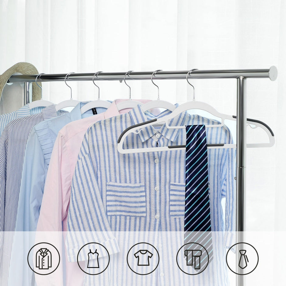 Heavy-Duty Plastic Clothes Hangers – Light and Dark Grey – Non-Slip Grip – Space-Saving Slim Profile – 360° Swivel Hooks - 30-Pack