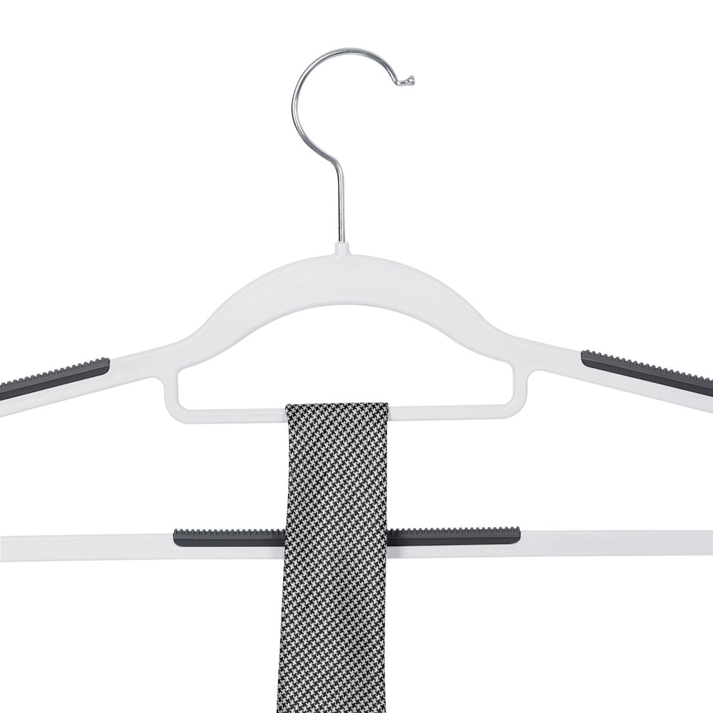 Heavy-Duty Plastic Clothes Hangers – Light and Dark Grey – Non-Slip Grip – Space-Saving Slim Profile – 360° Swivel Hooks - 30-Pack