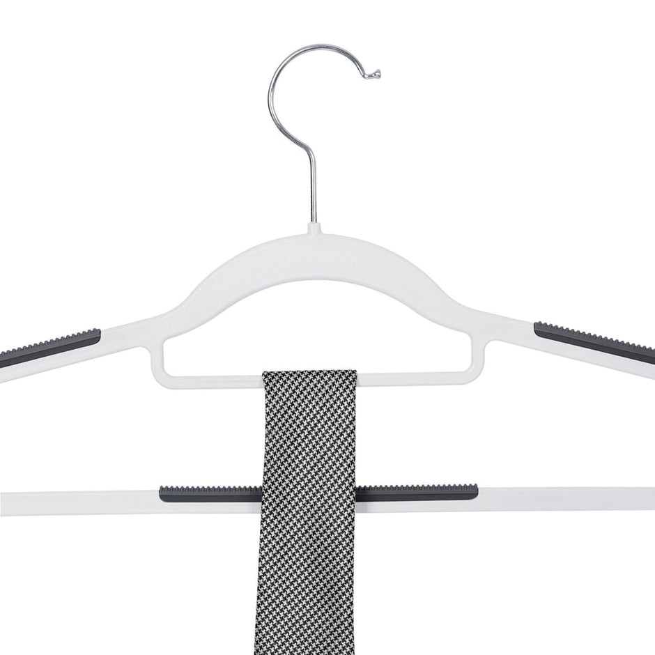 Heavy-Duty Plastic Clothes Hangers – Light and Dark Grey – Non-Slip Grip – Space-Saving Slim Profile – 360° Swivel Hooks - 30-Pack